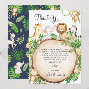 Oerwoud Dieren Baby shower Greenery Safari Boy Bedankkaart