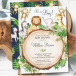 Oerwoud Dieren Baby shower Greenery Safari Boy Kaart<br><div class="desc">Pas deze uitnodiging voor het baby shower van geweldige Oerwouden dieren snel en eenvoudig aan met uw gegevens. Alle teksten zijn bewerkbaar! Geweldig voor babyjongen douchen, seksneutraal douchen, sekse openbaren en nog veel meer. Met schattige handbeschilderde oerwouden en levendige tropische groen. Overeenkomende objecten in de winkel! c) de Happy Cat...</div>