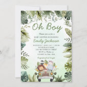 Oerwoud Dieren Baby shower Greenery Safari Boy Kaart (Voorkant)