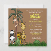 Oerwoud Dieren Baby shower Kaart (Voorkant)