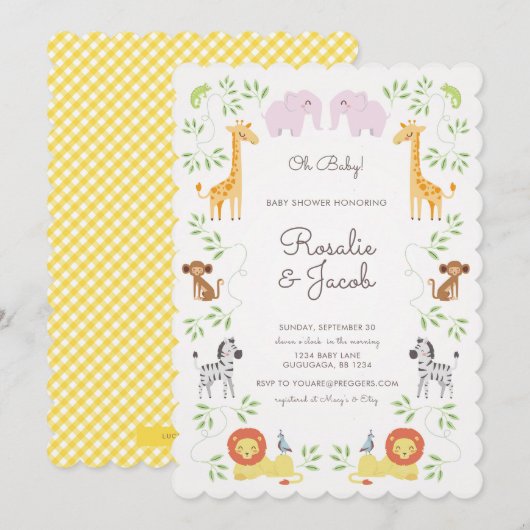 Oerwoud Dieren Baby shower Kaart (Voorkant / Achterkant)