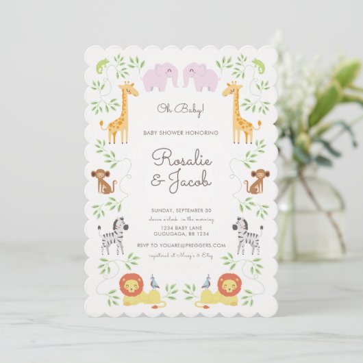 Oerwoud Dieren Baby shower Kaart (Staand voorkant)