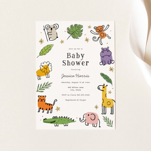Oerwoud Dieren Baby shower Kaart