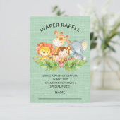 Oerwoud Dieren Baby shower Luier Raffle Ticket Kaart (Staand voorkant)