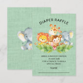 Oerwoud Dieren Baby shower Luier Raffle Ticket Kaart (Voorkant / Achterkant)