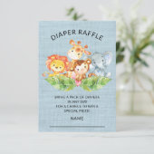 Oerwoud Dieren Baby shower Luier Raffle Ticket Kaart (Staand voorkant)