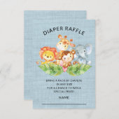 Oerwoud Dieren Baby shower Luier Raffle Ticket Kaart (Voorkant / Achterkant)