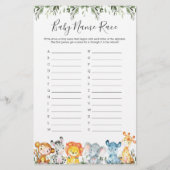Oerwoud Dieren Baby shower Naam Race Game (Voorkant)