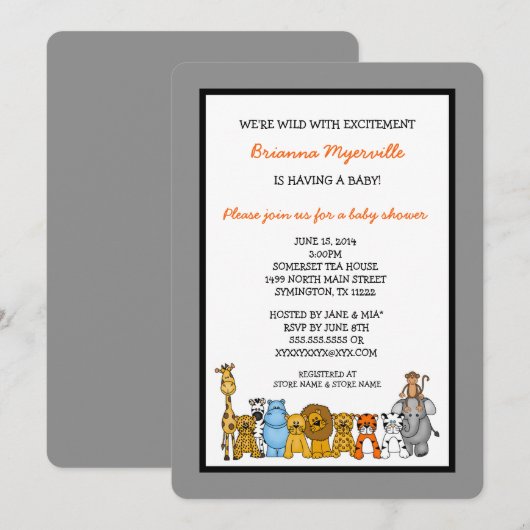 Oerwoud Dieren Baby shower nodigt neutraal geslach Kaart (Voorkant / Achterkant)