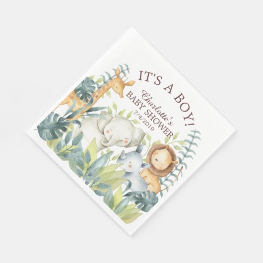 Oerwoud Dieren Baby shower Papier servetten (Hoek)