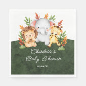 Oerwoud Dieren Baby shower Papier servetten (Voorkant)