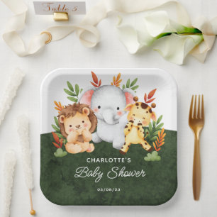 Oerwoud Dieren Baby shower Papieren Borden Bordje