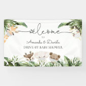Oerwoud Dieren Baby shower rijden door Welkom Spandoek (Horizontaal)