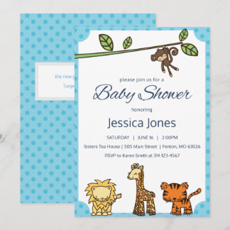 Oerwoud Dieren Baby shower Uitnodigen Kaart