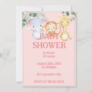 oerwoud dieren baby shower uitnodiging