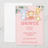 oerwoud dieren baby shower uitnodiging (Voorkant / Achterkant)