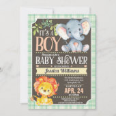 Oerwoud Dieren Baby shower Uitnodiging Jongen (Voorkant)