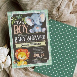 Oerwoud Dieren Baby shower Uitnodiging Jongen