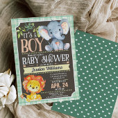 Oerwoud Dieren Baby shower Uitnodiging Jongen