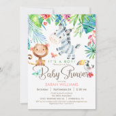 Oerwoud Dieren Baby shower Uitnodiging, Jongen of  Kaart (Voorkant)