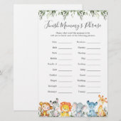 Oerwoud Dieren Baby shower Voltooi de zin van mama (Voorkant / Achterkant)