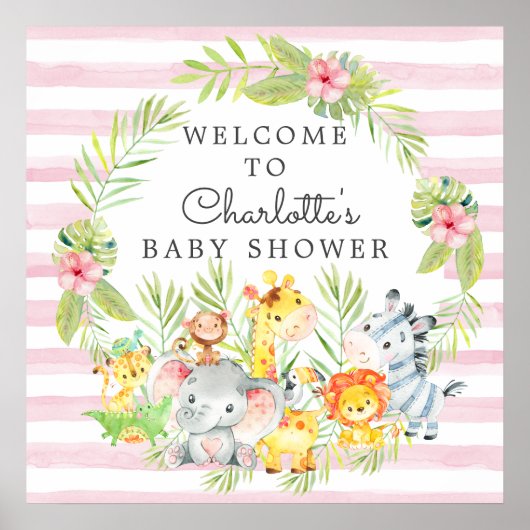 Oerwoud Dieren Baby shower Welkom Poster (Voorkant)