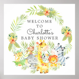 Oerwoud Dieren Baby shower Welkom Poster