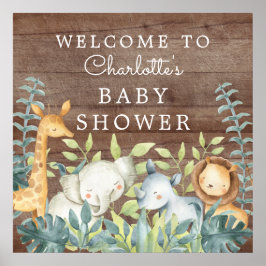 Oerwoud Dieren Baby shower Welkom Poster