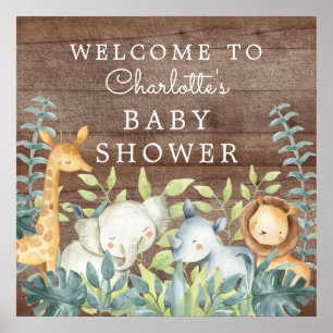 Oerwoud Dieren Baby shower Welkom Poster