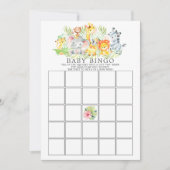 Oerwoud Dieren BINGO Baby shower Game Kaart (Voorkant)