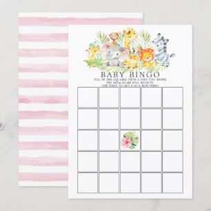 Oerwoud Dieren BINGO Baby shower Game Kaart