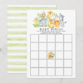 Oerwoud Dieren BINGO Baby shower Game Kaart (Voorkant / Achterkant)
