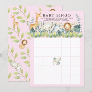 Oerwoud Dieren BINGO Baby shower Game Kaart