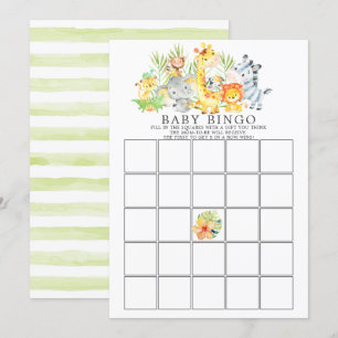 Oerwoud Dieren BINGO Baby shower Game Kaart