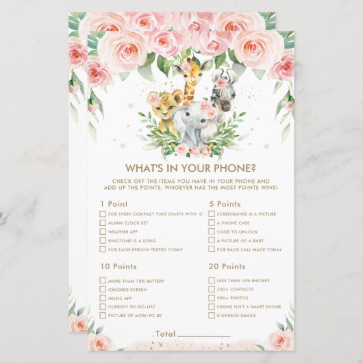 Oerwoud dieren bloemen wat er in je telefoonspel z (Voorkant / Achterkant)