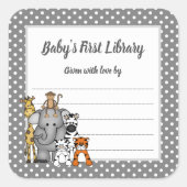 Oerwoud Dieren Boek Bord Neutraal sekse BOOKPLATE Vierkante Sticker (Voorkant)