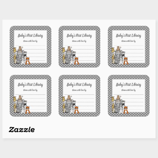 Oerwoud Dieren Boek Bord Neutraal sekse BOOKPLATE Vierkante Sticker (Vel)