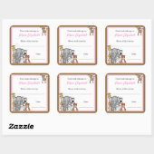 Oerwoud Dieren Boek Bord Roze Meisje BOOKPLATE Vierkante Sticker (Vel)