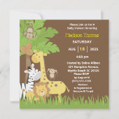 Oerwoud dieren Bruin Safari Baby shower I Kaart (Voorkant)