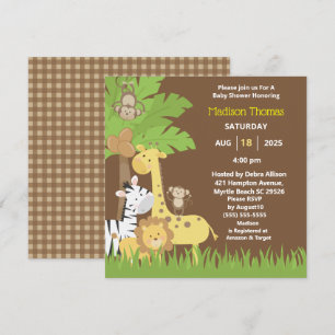 Oerwoud dieren Bruin Safari Baby shower I Kaart