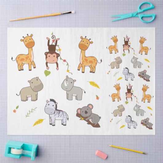 Oerwoud Dieren Collectie 1 Ontkoppeling Tissuepapier (Craft)