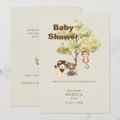 Oerwoud Dieren Cream Boy Baby shower Kaart (Voorkant / Achterkant)