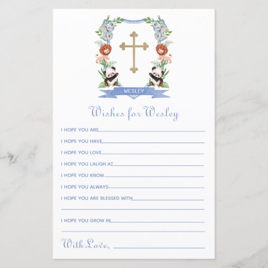 Oerwoud Dieren Crest Baptism Wishes for Baby (Voorkant)