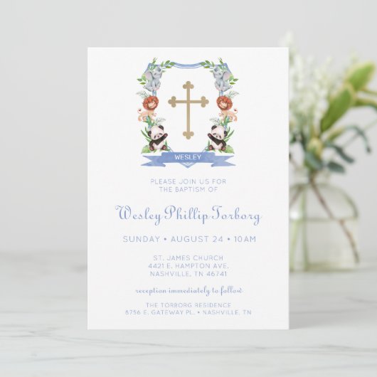 Oerwoud Dieren Crest Boy Baptism Kaart (Staand voorkant)