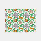 Oerwoud Dieren Cute Safari Wilde Cartoon Pattern Fleece Deken (Voorkant (Horizontaal))