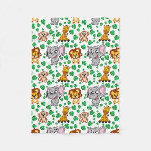 Oerwoud Dieren Cute Safari Wilde Cartoon Pattern Fleece Deken