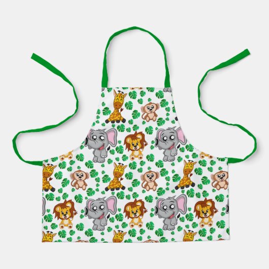 Oerwoud Dieren Cute Safari Wilde Cartoon Pattern Schort (Voorkant)