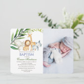 Oerwoud Dieren Doop Fotouitnodiging Kaart (Staand voorkant)