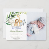 Oerwoud Dieren Doop Fotouitnodiging Kaart (Voorkant)