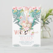 Oerwoud Dieren Eerste Verjaardag Schattige Kaart (Staand voorkant)